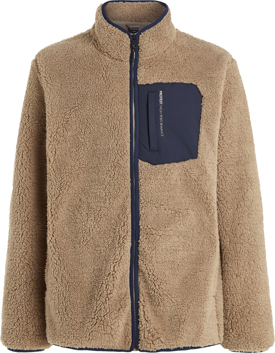 Protest Prttave – Fleece vest Heren – Ritssluiting – High-pile teddy fleece Beige