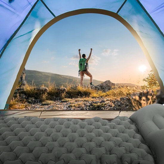 Campingslaapmat Zelfopblazend met voetperspomp, Opblaasbaar luchtmatras voor buiten Ultralichte slaapmat, Campingmatras, Opvouwbare slaapmat met kussen voor buiten van Camp — afbeelding 2