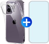 Hoesje geschikt voor iPhone 15 Pro + Premium Screenprotector - Transparant - Hoes - Cover - Case - Screenprotector kit