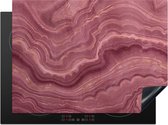 KitchenYeah® Inductie beschermer 70x52 cm - Roze - Geode - Stenen - Agaat - Kookplaataccessoires - Afdekplaat voor kookplaat - Inductiebeschermer - Inductiemat - Inductieplaat mat