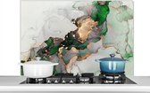 Spatscherm - Goud - Groen - Keuken - Spatwand - Natuursteen - Achterwand keuken - Luxe - 100x65 cm