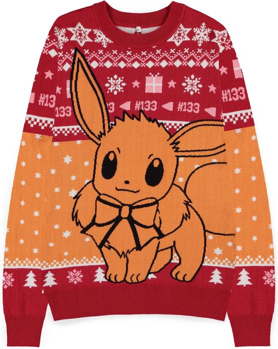 Pokémon - Eevee Christmas Kersttrui - Rood/Oranje