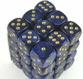 Chessex Scarab Koningsblauw/goud D6 12mm Dobbelsteen Set (36 stuks)