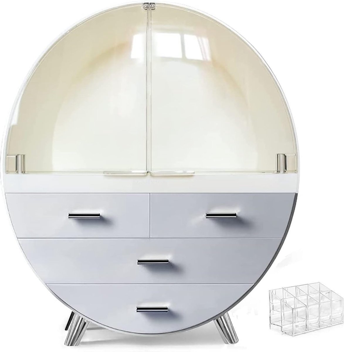 Goedkoopste 34 x 39 cm Make-up Organizer Grote capaciteit Water- en stofdicht Cosmetische vitrines Bureau Schoonheid Opberglade Lippenstift Huidverzorgingsrek (L, Grijs