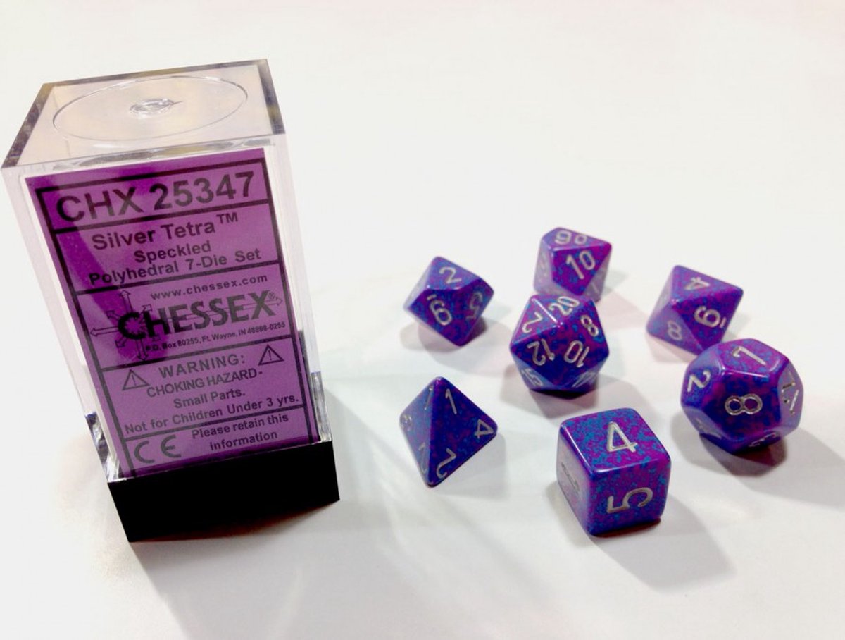 Chessex Silver Tetra Speckled Polydice Dobbelsteen Set (7 stuks)
