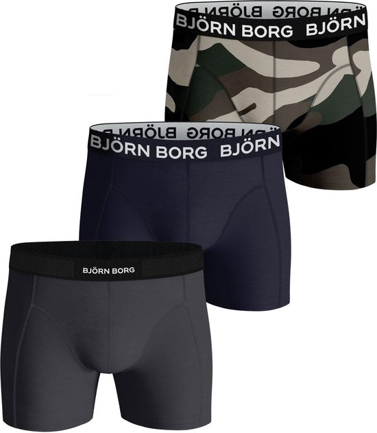 Bjorn Borg - Boxers 3Pack Grijs Donkerblauw - Heren - Maat M - Body-fit