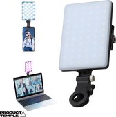 Temple Selfie light LED Lamp © - Videolamp met Telefoonhouder - Oplaadbaar - Dimbaar - voor Smartphone Video's en Selfies