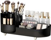 Make-up cosmetica-organizer, 360 graden draaibare beauty-organizer, cosmetische opbergdoos van kunststof, voor dressoir, badkamer, slaapkamer, multifunctionele cosmetica-organizer, zwart