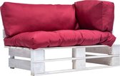 The Living Store Pallet Bank - Tuinlounge - 110x66x65 cm - Grenenhout - Rood kussen