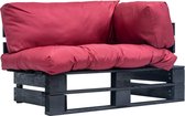 The Living Store Loungebank Tuin - 110x66x65 cm - Grenenhout - Rood kussen