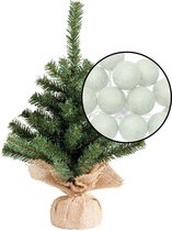 Kleine kunst kerstboom - H45 cm- incl. lichtsnoer met balletjes lichtgroen