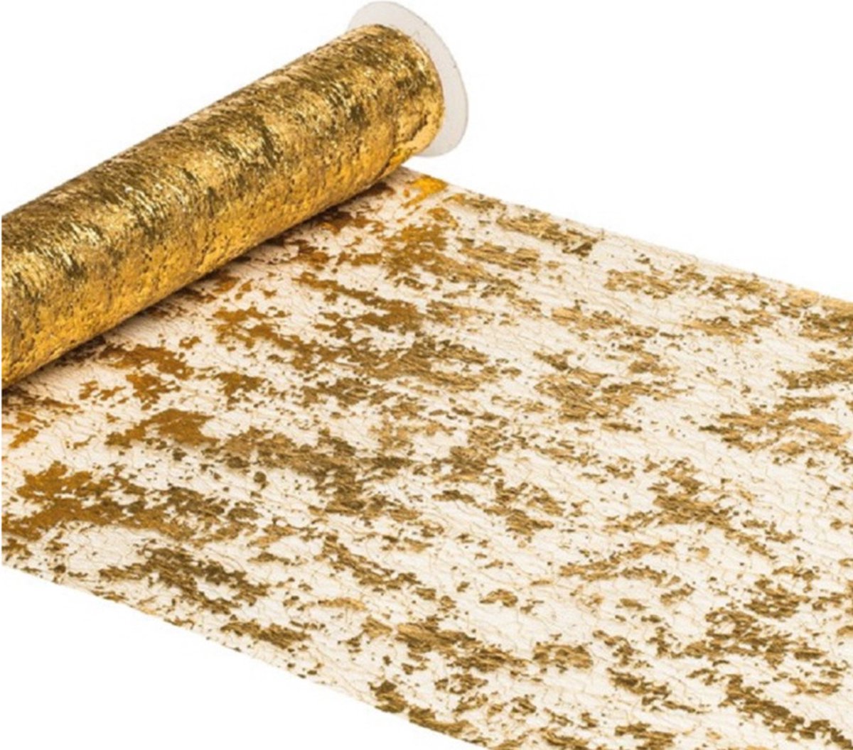 Chaks Tafelloper op rol - goud - 29 x 500 cm - polyester - feestelijk tafel dekken - dinertafel