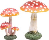 Decoratie paddenstoelen setje met 4x vliegenzwam paddenstoelen - herfst thema