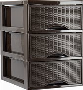 Plasticforte Caisson à tiroirs/organiseur de bureau avec 3x tiroirs - noir - L18 x L25 x H33 cm