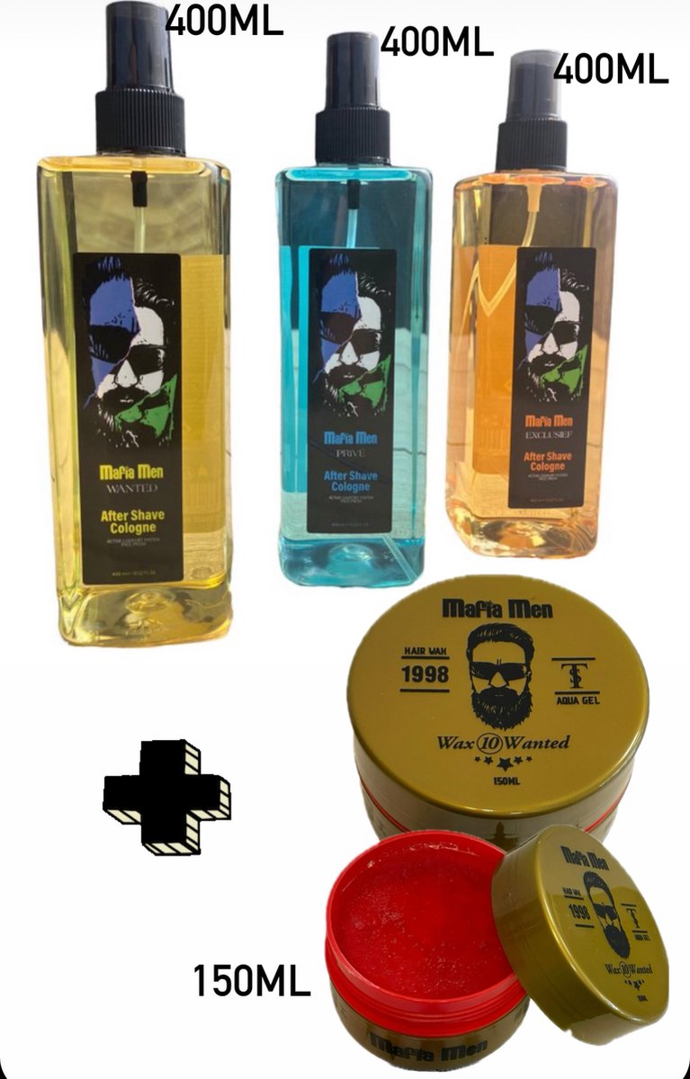 Goedkoopste 3 1 Gratis(Haarwax 10 Wanted 150ml) Aftershave cologne Mix Voordeelbundel Mafia Men Eau de Cologne 400ml - Aftershave Parfum Heren - Langdurige Geur - Kolonya - Barber Cologne