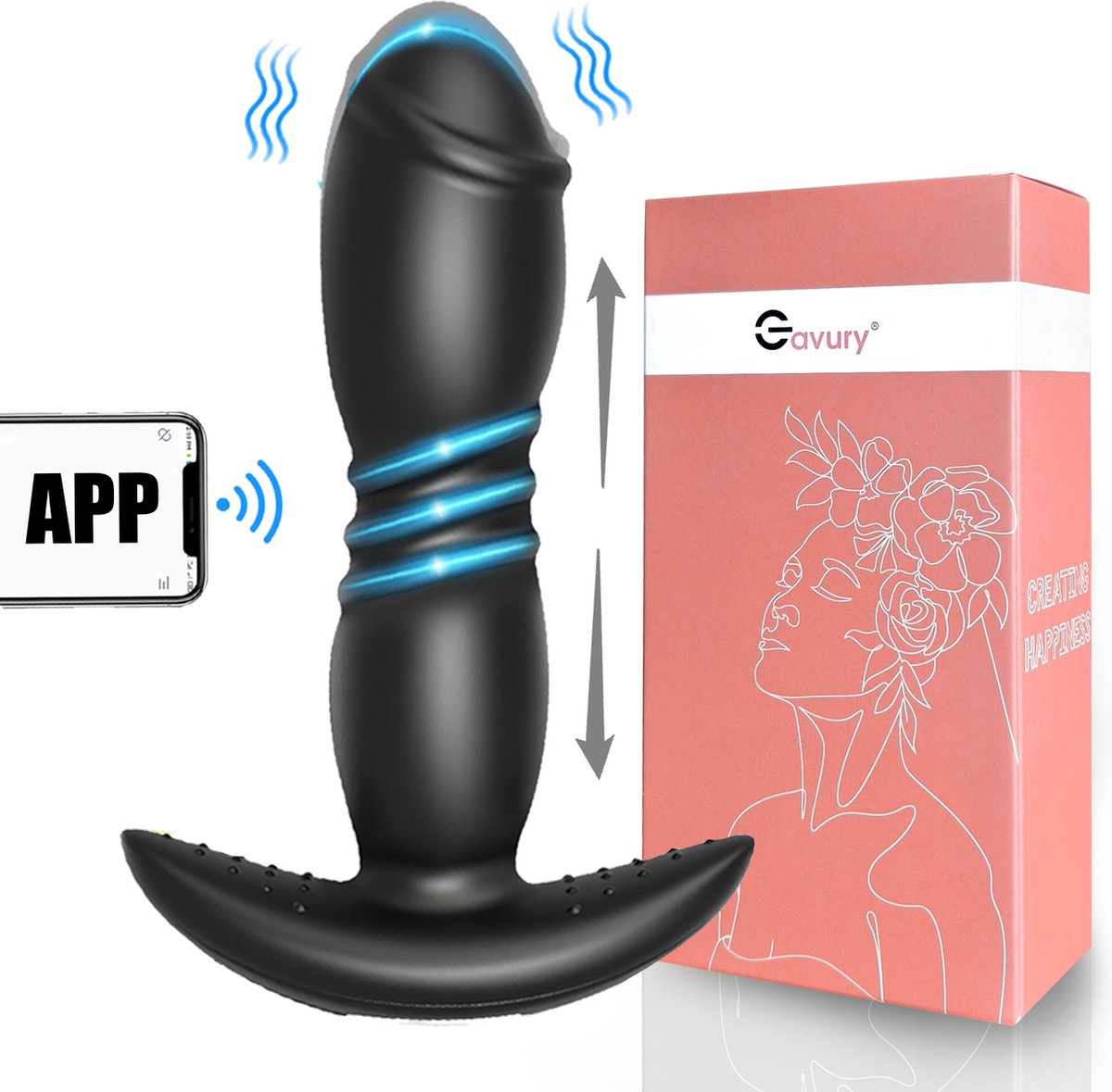 Goedkoopste GAVURY SENSUAL BUTT PLUG - APP 50 Standen - Mannen en Vrouwen - Vibrerend en Stotend - Zwarte Siliconen buttplug - Clitoris en Prostaat Stimulator - Intense Sex Orgasme - Thrusting Dildo - Anale Seksspeeltjes - G-spot Vibrator - Gay en Hetero