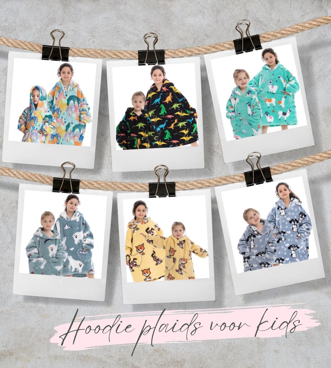 Katten & honden fleece hoodie deken met mouwen - fleece poncho voor kinderen – Draagbare deken - fleece plaid met mouwen - maat 98/128 – lengte 60 cm – warm & zacht – relax outfit kids– geel - Badrock — cadeau in Wonen & Interieur - foto 5