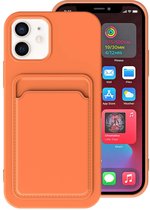 Smartphonica iPhone 11 siliconen hoesje met pashouder - Oranje / Back Cover geschikt voor Apple iPhone 11