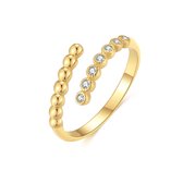 Ring Twice As Nice en métal plaqué or 18 carats, anneau ouvert, boules, zircone 60