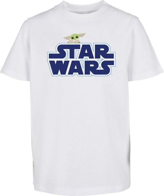 Mister Tee Star Wars - Blue Logo Kinder T-shirt - Kids 134 - Wit