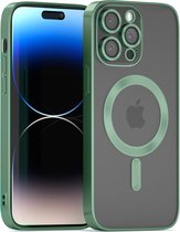 Coverzs telefoonhoesje geschikt voor Apple iPhone 13 Pro Magneet hoesje met camera cover - magnetisch hoesje - donkergroen