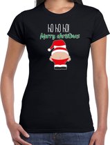 Bellatio Decorations fout Kerst t-shirt dames - Kerstman - zwart - Merry Christmas XXL