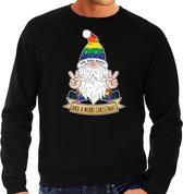 Bellatio Decorations foute kersttrui/sweater heren - Pride Gnoom - zwart - LHBTI/LGBTQ kabouter M
