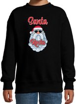 Bellatio Decorations kersttrui/sweater voor kinderen - Kerstman - Santa Rocks - zwart - Kerstdiner 122/128