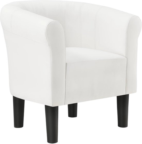 Kuipstoel Carlos - Kuipfauteuil - Kunstleer - 70x70x58 cm - Wit - Comfortabele stoel - Deluxe Look