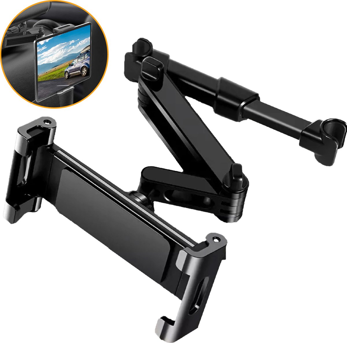 Luxe Tablet Houder Auto - Hoofdsteun - 360 Graden Draaibaar - Geschikt voor Tablet, Telefoon en meer