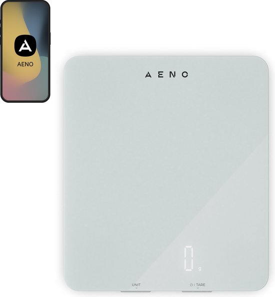 AENO KS1S Smart Keukenweegschaal - 8 kg - Bluetooth - 10.000+ producten & maaltijden - 25 indicatoren analyse - Koffiemodus - 6 eenheidsconversie