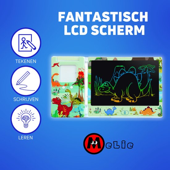 Foto: Melie 8 5 inch groene lcd tekentablet engels leren voor kinderen educatief schrijftablet interactief speelgoed