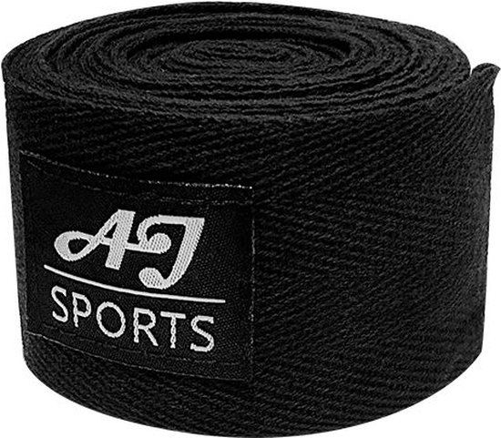 AJ-Sports Boks bandage 450cm - 2 stuks - Bandage boksen - Boksbandages - Boksen - Boxing - Boks - Boxing Wraps - kickboks bandage - Zwart - AJ-Sports