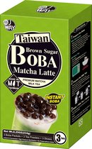JWAY Instant Boba Bubble Tea – Matcha Latte – 3 portions – Complet avec Bobas et paille durable