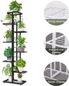 Bloemenstandaard van metaal met 8 niveaus, 141 cm, bloementrap, moderne plantentrap voor binnen en buiten, tuin, balkon, bloemenrek met meerdere verdiepingen (donkergrijs)