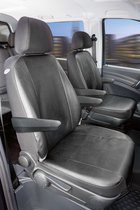 Housse de siège Transporter Fit Simili cuir anthracite sur mesure pour Mercedes-Benz Viano/ Vito, 2 sièges simples avec accoudoirs intérieur et extérieur