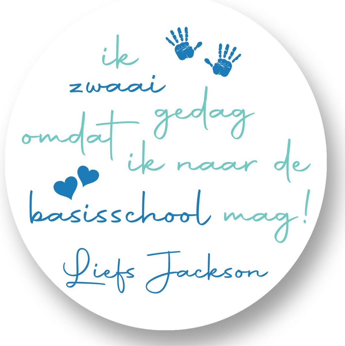 20x Basisschool Stickers Met Naam - Traktatiestickers - Blauw - Afscheid - Gepersonaliseerd - Sluitstickers - Kinderfeest Traktatie - Uitdelen - Uitdeeltraktatie - Wensetiket - Rond - 40mm - Glossy sticker