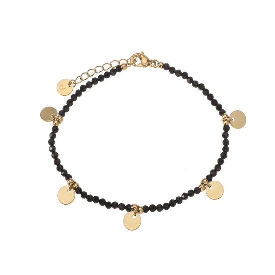 The Jewellery Club - Fay bracelet black gold - Armband - Dames armband - Goud - Zwart - 17 cm