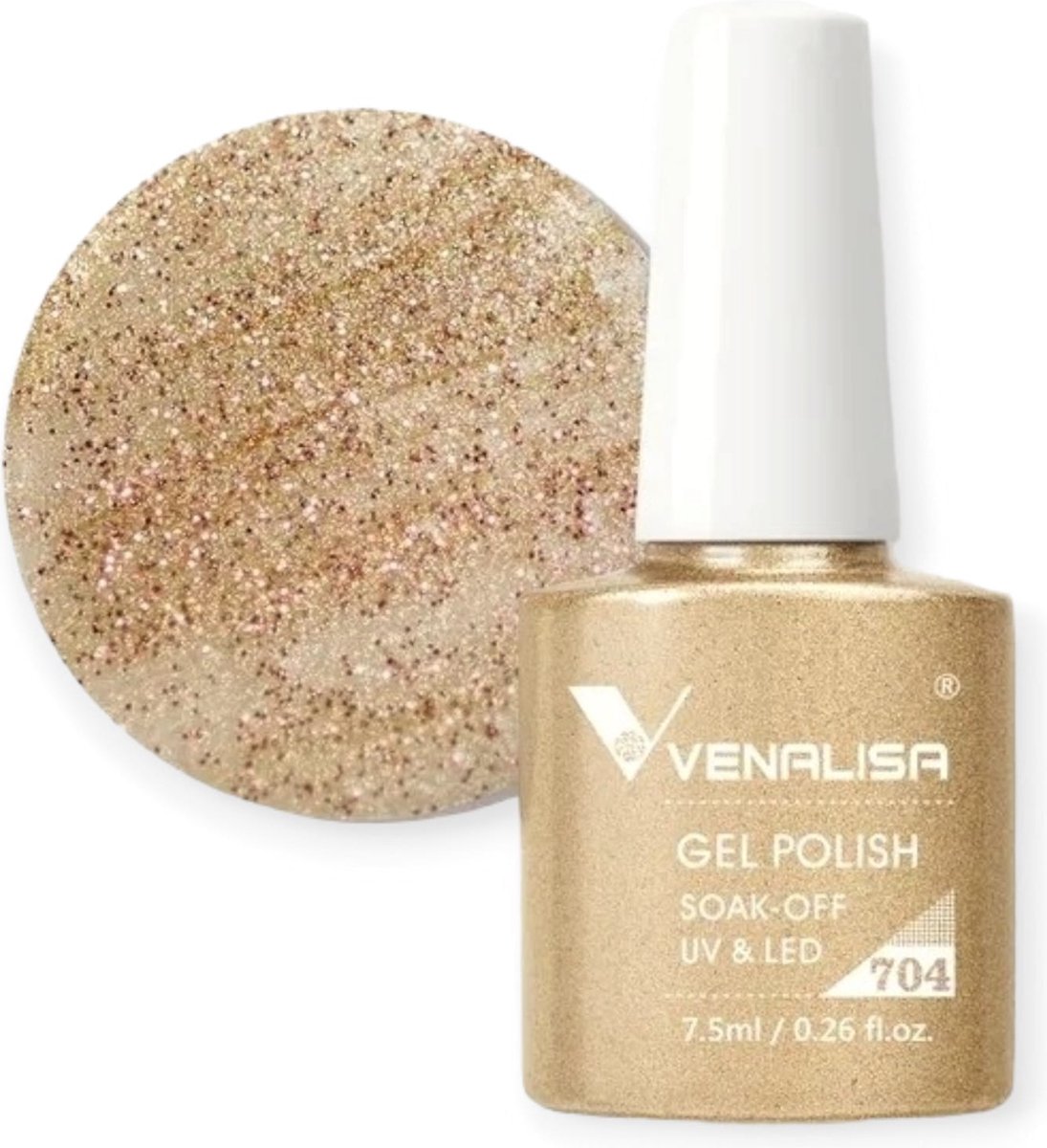 Venalisa - SPECIAL EDITION Gold Sparkle 704 - Gellak - 7.5 ml - Glitter Nagellak - Venalisa Gellak - AliRose
