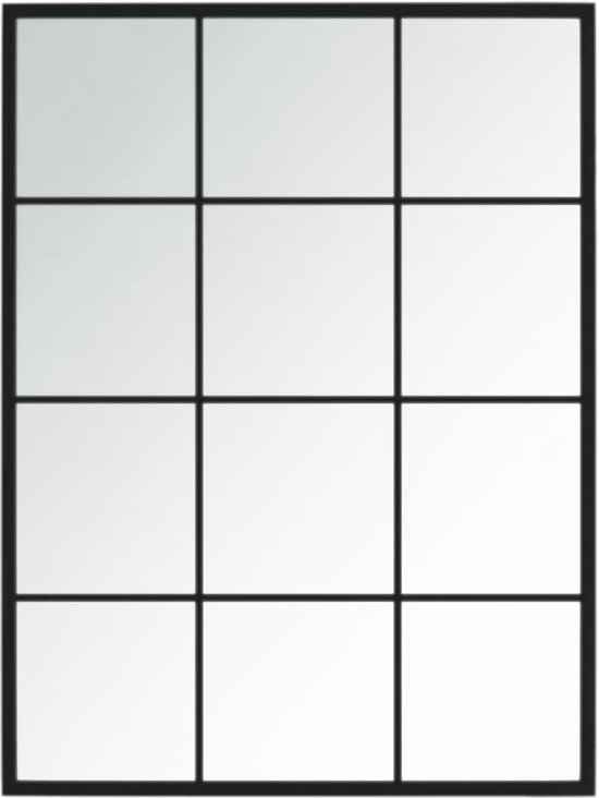vidaXL - Wandspiegel - 80x60 - cm - metaal - zwart