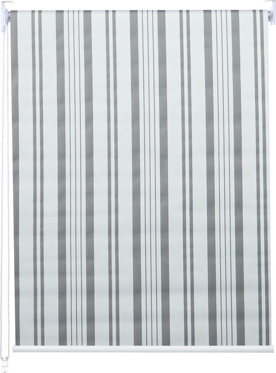 Rolgordijn MCW-D52, raamrolgordijn zijtrekgordijn, 120x230cm zonwering verduisterend ondoorzichtig ~ grijs/wit