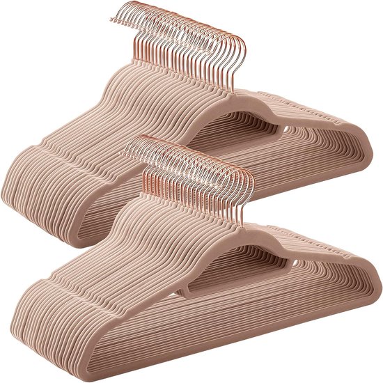 SONGMICS Kleerhangers fluweel, set van 50, wit-roségoud CRF026W03 SONGMICS Kleerhangers fluweel, set van 50, wit-roségoud CRF026W03