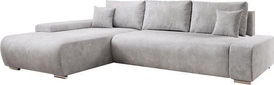 Hoekbank / Zitbank / Slaapbank Iseo - L-Vorm - 260 x 180 x 81 cm - Lichtgrijs - Incl. Kussens