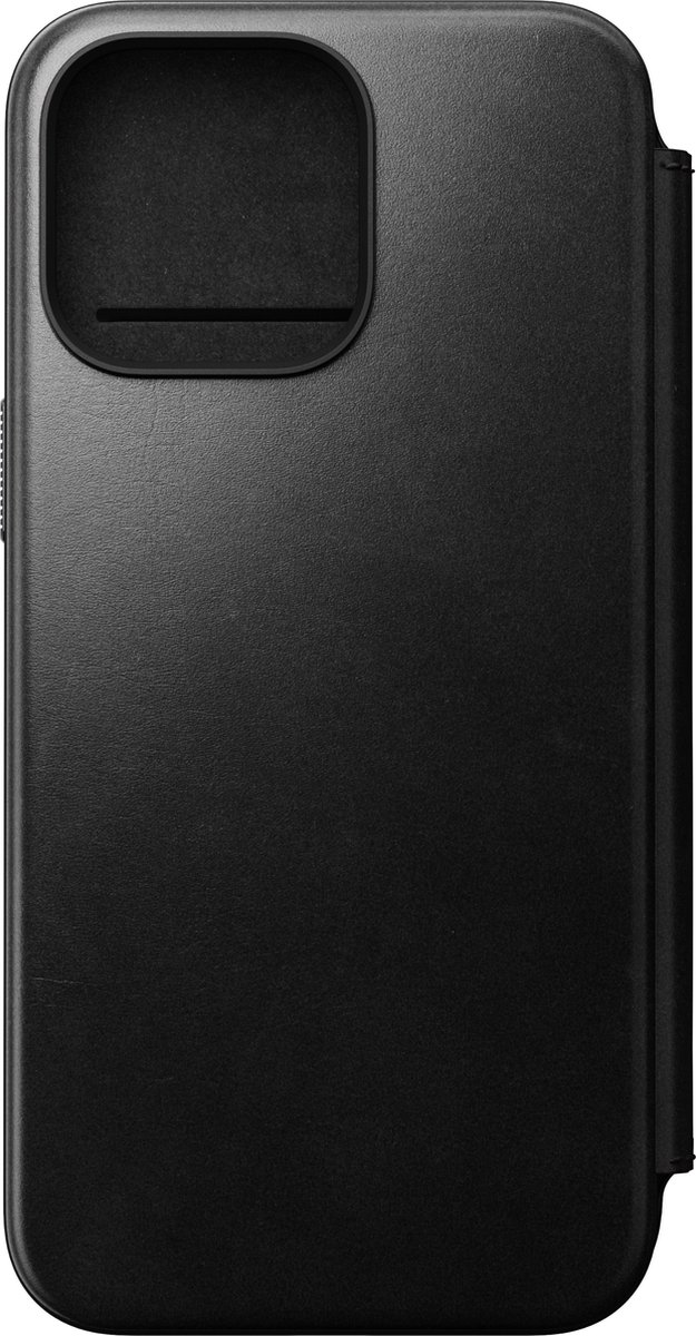 Nomad Modern Leather Folio case - Book cover hoesje voor iPhone 15 Pro Max - Horween leder - Geschikt voor MagSafe en draadloos opladen - Zwart