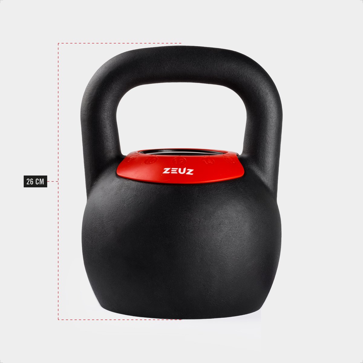 ZEUZ Verstelbare Kettlebell tot 16 KG – Fitness Sport Set – 8, 10, 12, 14 & 16KG Conditie & Krachttraining – Halters – Gietijzer – Zwart & Rood – foto 5