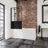 Paroi de bain Schulte - 80x140 - profil noir - verre de sécurité transparent avec Decor Atelier 5 - anticalcaire