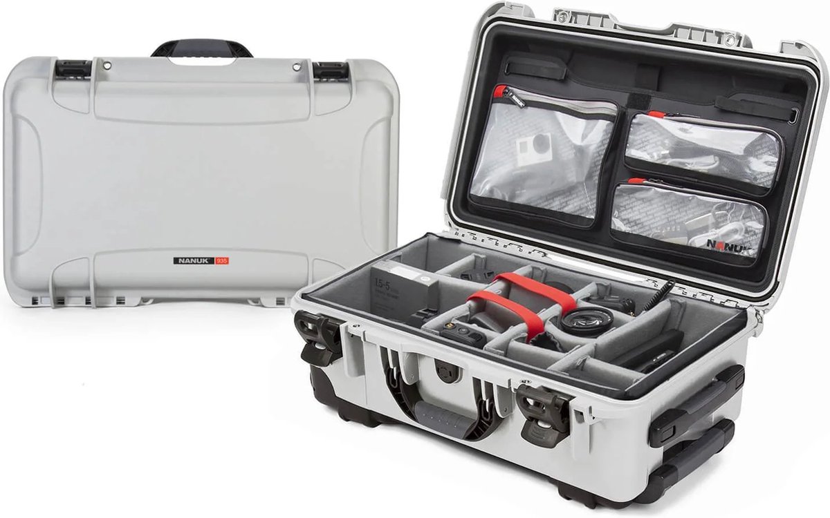 Nanuk 935 Case w/lid org./divider - Silver - Pro Photo Kit case