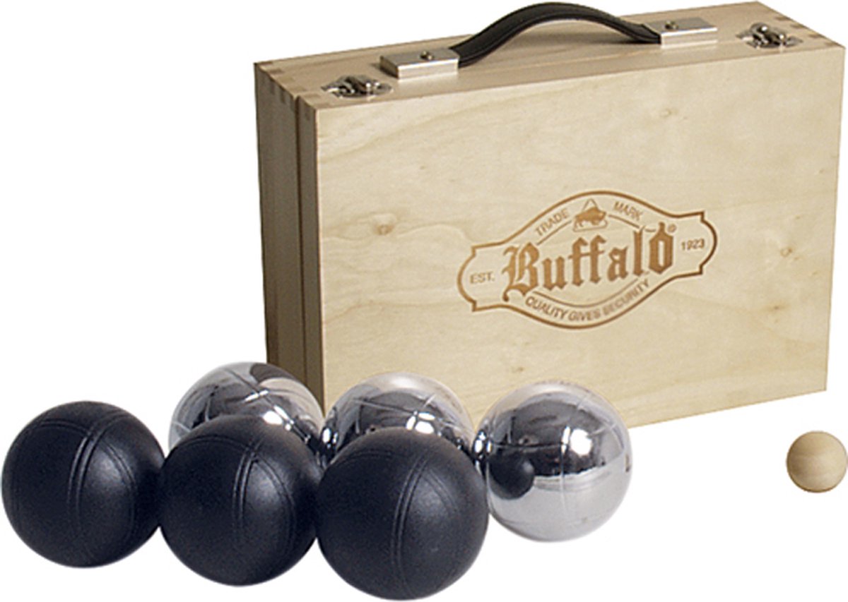 Jeu de boules set gepoedercoat in houten doos - Buffalo