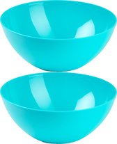 Plasticforte Serveerschaal/saladeschaal - 2x stuks - D23 x H10 cm - kunststof - blauw