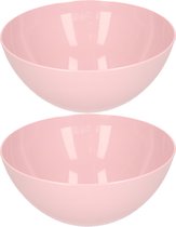 Plasticforte Serveerschaal/saladeschaal - 2x stuks - D20 x H8 cm - kunststof - roze